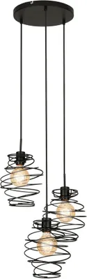 Immagine prodotto di Lampada a sospensione BRILONER LEUCHTEN SWIRL, 60 W, IP20, nero, metallo, escl. 3x E27, Ø 30 cm