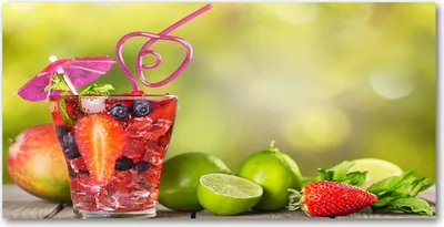Produktbild von Tulup Glas-Bild -140x70- Wandkunst Dekorative Wand für Küche & Wohnzimmer - Essen & Getränke - Fruchtcocktail - Mehrfarbig