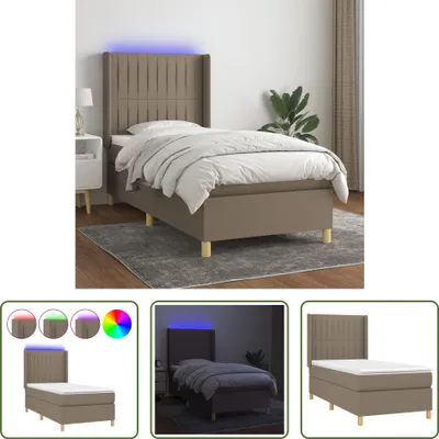 Produktbild von The Living Store Boxspringbett mit Matratze & LED Taupe 100x200 cm Stoff