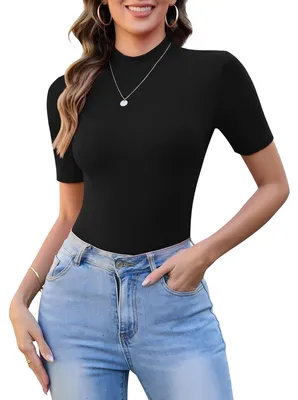 Produktbild von Damen T-Shirt mit Stehkragen und kurzen Ärmeln