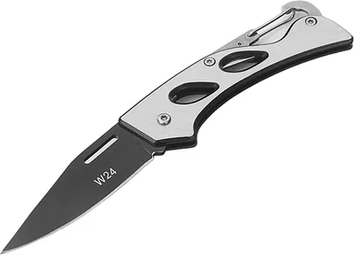Produktbild von Karabiner Taschenmesser Klappmesser für Camping & Outdoor, klein, leicht & kompakt - Silber