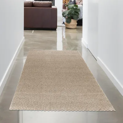 Produktbild von Moderner Design Teppich Beige Schlingenstruktur zeitlos elegant Größe - 80 x 150 cm