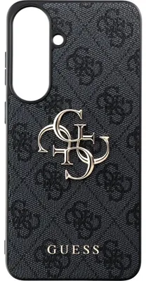 Image de Coque pour Galaxy S26 FE, en cuir Guess, avec logo métallique 4G, noire
