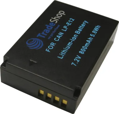 Produktbild von Trade-Shop Li-Ion Akku 800mAh Ersatz Batterie ersetzt LP-E12 passend für Canon EOS 100 100D M M2 M10 M50 M100 M200, Kiss X7, Rebel SL1