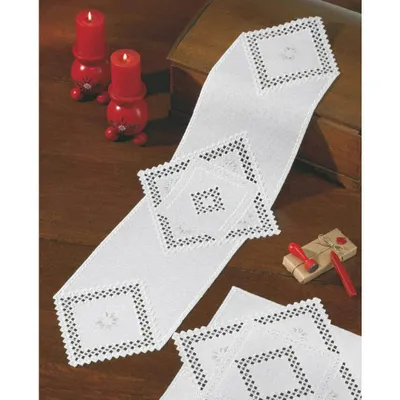 Produktbild von Permin Hardanger Tischläufer Stickpackung "Hardanger", Zählmuster, 32x95cm, 75-5652