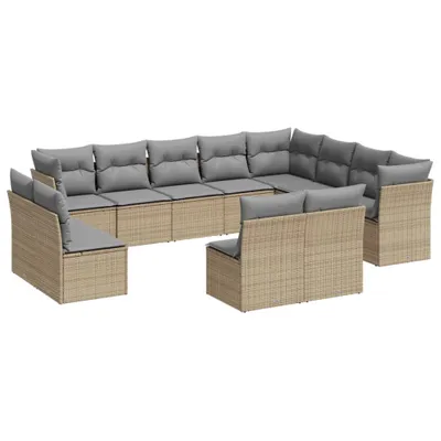 Image de vidaXL Ensemble de 12 canapés de jardin avec coussins Beige Poly Rattan