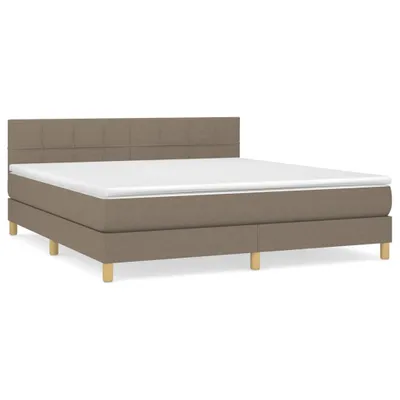 Zdjęcie produktu dla vidaXL Łóżko sprężynowe z materacem Taupe 160x200 cm tkanina