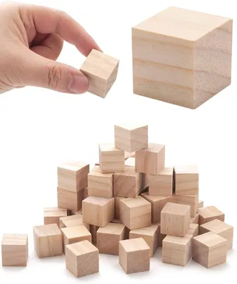 Imagen del producto de Bloques de madera de 2x2x2 cm, 50 unidades, de pino natural, para proyectos creativos