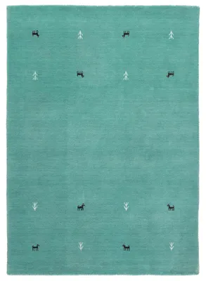 Image de carpetfine Tapis de laine Gabbeh Uni Turquoise 80x150 cm | Tapis moderne pour le salon et la chambre à coucher