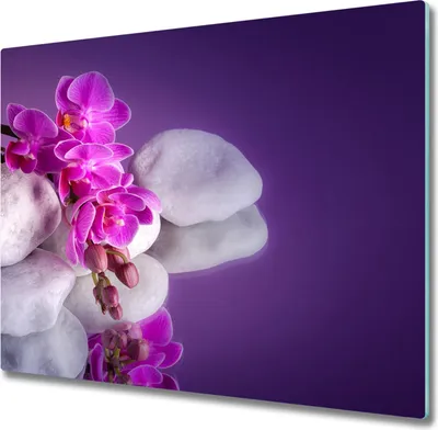 Produktbild von Glas Herdabdeckplatte 60x52 cm Spritzschutz Glasabdeckplatte Schneidebrett Orchidee