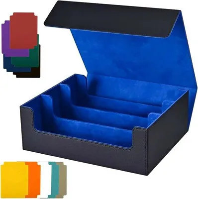 Produktbild von Famanu Kartenaufbewahrungsbox - Mit 10 Trennern - 29x24x10,5cm - Schwarz Blau