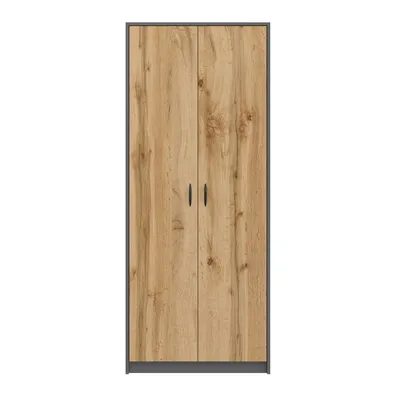 Produktbild von Kleiderschrank Mehrzweckschrank Regal 74cm breit 180cm hoch Aktenschrank mit sechs Einlegeböden und Extra-Fach, Haushaltsschrank in grau