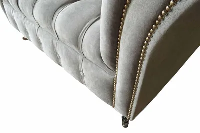 Produktbild von Graue Chesterfield Ohrensessel Grau Sessel Couch Stoffsofa Wohnzimmer