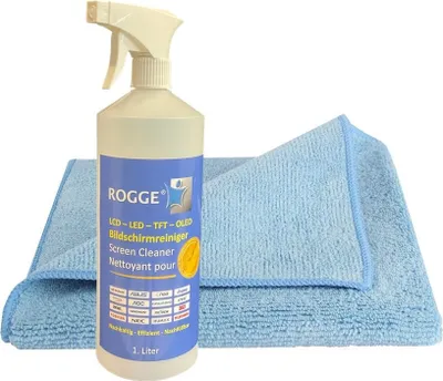 Produktbild von ROGGE Original Bildschirmreiniger 1000 ml + 1 Display Microfasertuch 40x40cm 1000 ml