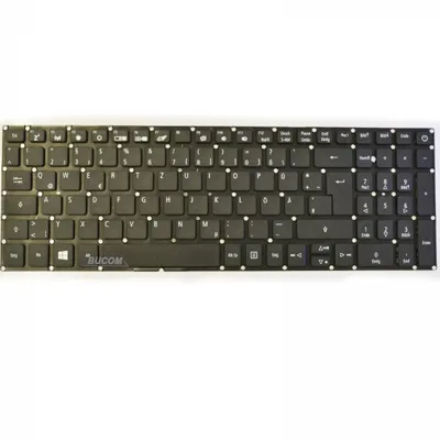 A black keyboard is shown from a top-down perspective against a white background.