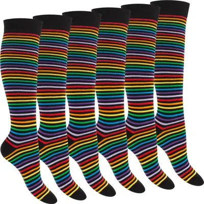 Produktbild von Footstar Damen Kniestrümpfe geringelt (6 Paar) - Multicolor 35-38