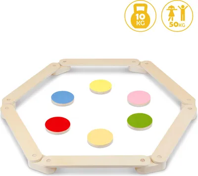 Produktbild von Hengda 18er - Set Balancierbalken fur kinder Balance Board mit 6 Balanciersteine, frei kombinierbar Spielzeug für Kinder Schwebebalken