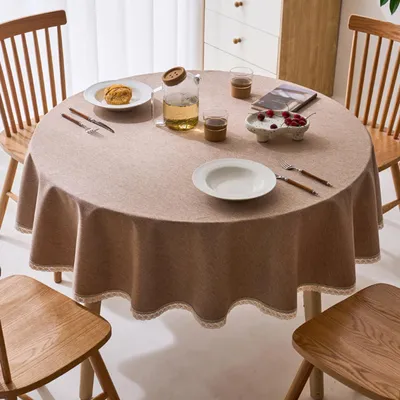 Runde Tischdecke aus Polyester, 140 cm, braun