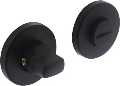 Produktbild von Rosette mit WC Riegelset rund Schwarz matt