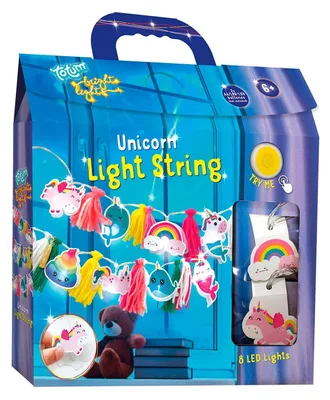 Einhorn-Lichterkette Bastelset mit LED, 8 Lampen, bunt