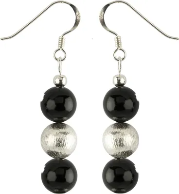 Produktbild von Ohrringe Ohrhänger aus echtem Onyx & 925er Silber Ohrhaken Ohrschmuck Damen