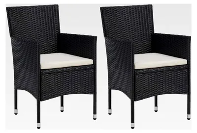Produktbild von Gartenstühle, 2 Stück, Poly-Rattan, schwarz