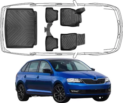 Produktbild von 3D Fußmatten & Kofferraumwanne Auto Set Kompatibel mit Skoda Rapid Spaceback 2012 - 2019