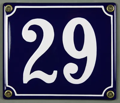 Produktbild von Hausnummernschild Emaille 29 blau - weiß 12x14 cm  Schild Emaile Hausnummer Haus Num