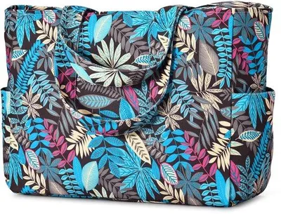 Obrázok produktu pre Unyqoos® Plážová taška – 40 litrov (52 x 22 x 33 cm), vodeodolný, trvanlivý polyester, pruhovaná, veľká plážová taška so zipsom, vonkajšími vreckami a vnútornými priehradkami
