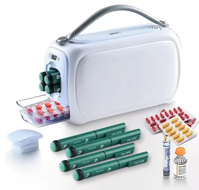 Productafbeelding van Insuline-koeltas - ALC500. Medicijnkoelbox - 1 accu - 2–8 °C - 8–10 uur batterijduur - 5 W - 24 × 15 × 10 cm