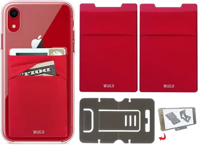 Obrázek produktu pro Mobilní držák na karty s RFID slotem, 2 kusy, červený