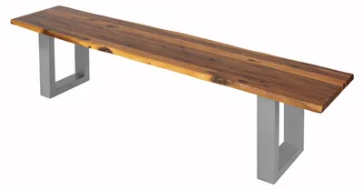 Produktbild von Sitzbank Baumkante 180 cm Cognac massiv Akazie silber ESRA