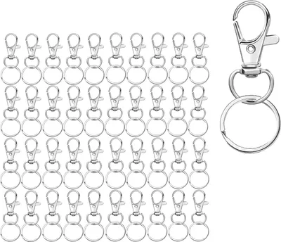 Produktbild von Schlüsselring Edelstahl Klein 40 Stück Karabiner Schlüsselanhänger