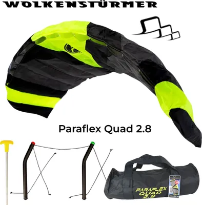 Produktbild von Wolkenstürmer Paraflex Quad Lenkdrachen Lenkmatte Bar Kite Trainer 2.8 Neon Gelb