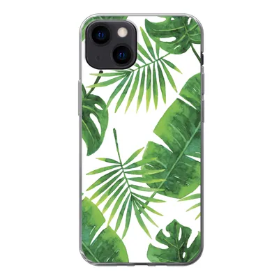 Produktbild von MuchoWow® Handyhülle Schutzhülle Hülle für iPhone 13 Tropisch - Blätter - Muster Silikon Softcase Handy Hülle - Karteninhaber