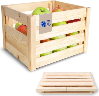 Zdjęcie produktu dla Creative Deco Składana Skrzynka Drewniana | 34,5 x 29,5 x 23,5 cm | Łatwy Montaż bez Narzędzi | Pudełko na Owoce, Warzywa, Zabawki | Organizer Dekoracyjny, na Prezent