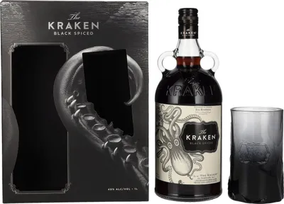 Produktbild von The Kraken Black Spiced 40% Vol. 1l in Geschenkbox mit Glas