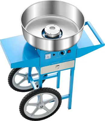 Productafbeelding van Commerciële suikerspinmachine met kar, blauw, 1000W