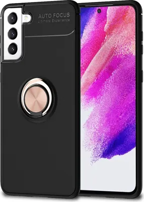 Produktbild von NALIA Matt-Schwarze Ringhülle für Samsung Galaxy S21 FE Rose Gold