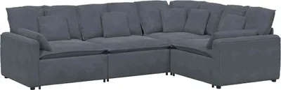 Immagine prodotto di Divano Modulare con Cuscini in Velluto Grigio Scuro