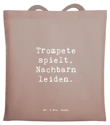 Produktbild von Mr. & Mrs. Panda Jutebeutel Spruch Trompete Freude - Braun Pastell - Geschenk, Instrument, Musikerleben, Tote Bag, Lernen, Nachbarschaft, laut, Jutetasche, Tasche, jazzig