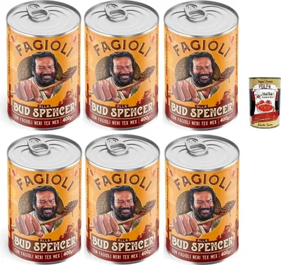 Produktbild von Fagioli alla Bud Spencer Tex Mex, Bud Power- Bud-Spencer-Tex Mex Bohnen fertig zum Probieren 6x 400gr + Italian Gourmet polpa 400g