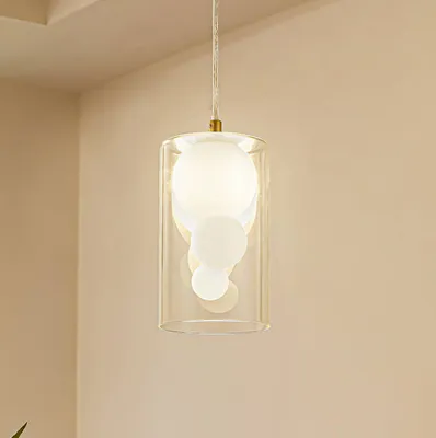 Produktbild von Lindby Hängeleuchte Kupla, opal/klar, Glas, 1-flammig, G9