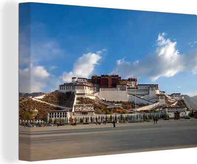 Obrázek produktu pro OneMillionCanvasses® - Obrazy na plátně - 140x90 cm, Modrá obloha nad palácem Potala v Číně, Nástěnné umění tisk Nástěnná dekorace - Fotografie na plátně - Malba na dřevěném rámu