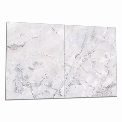 Produktbild von Wallario Herdabdeckplatte aus Glas, Größe 80 x 52 cm 2-teilig, Motiv Graue Marmor-Optik