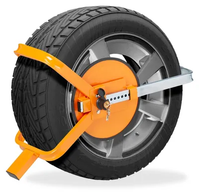 Immagine prodotto di Blocco ruota antifurto - Bloccaruota - Per ruote da 13 a 15 pollici - Arancione - Larghezza max. pneumatico 22 cm