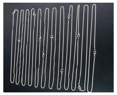 Produktbild von 12 Stück Gliederkette 2,4mm DIY Kette versilbert mit Karabinerverschluss 60cm