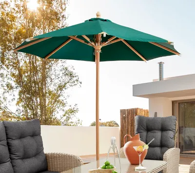 Produktbild von Destiny Sonnenschirm Shade in Grün Landhausschirm Rund 2,5 m Gartenschirm