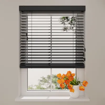 Produktbild von DTCH® Holzjalousie – 50 mm – Essence – Schwarz – 230 x 240 cm (BxH)