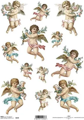 Zdjęcie produktu dla Papier ryżowy do decoupage A4 ITD-R479 aniołki